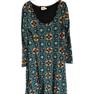 Mata Traders Nordic  boho pattern organic cotton dress L